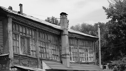 
Elements and details of the facade of the house in the cities of Russia