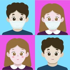 Set of man and women with and without masks on.
Stay well, stay healthy.
