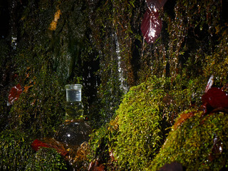 Glass flask with clear water.