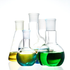 Glass flask with a chemical reagent.