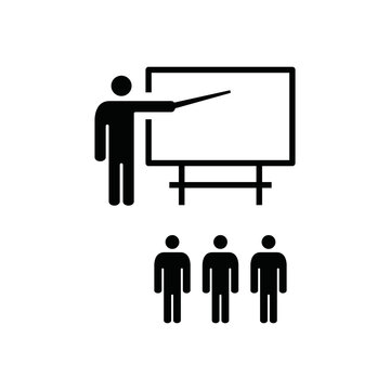 Teacher and blackboard icon vector logo template