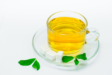 Stevia tea on white background