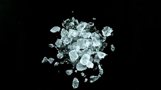 Super Slow Motion Shot of Exploding Crushed Ice Towards Camera at 1000fps.