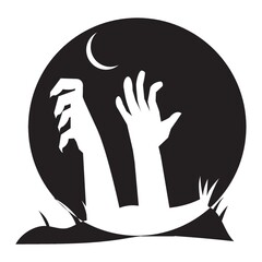 silhouette of hands coming out from grave