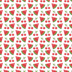 Seamless pattern with watermelon - summer fruit. Tropical print with sweet food.