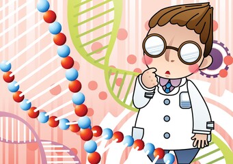 doctor with dna structures