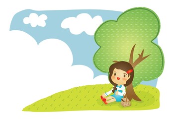 girl sitting in garden