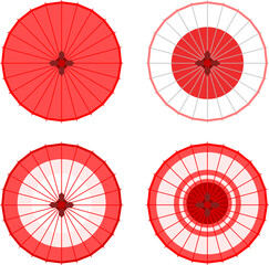 真上から見た番傘のアイコンセット
