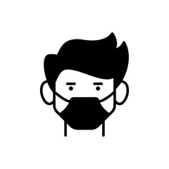 medical face mask icon, people wearing mask, vector symbol template