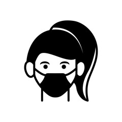 medical face mask icon, people wearing mask, vector symbol template