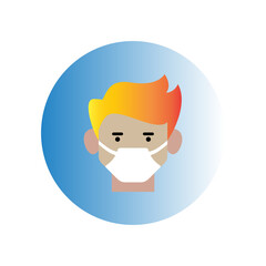 medical face mask icon, people wearing mask, vector symbol template