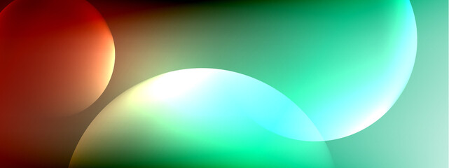 Vector abstract background liquid bubble circles on fluid gradient with shadows and light effects. Shiny design templates for text