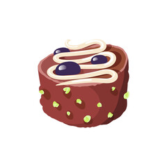 Delicious, sweet chocolate dessert. Confectionery product. Bakery products. Sweet treat. Vector illustration on an isolated background.