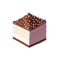 Delicious, sweet chocolate dessert. Confectionery product. Bakery products. Sweet treat. Vector illustration on an isolated background.