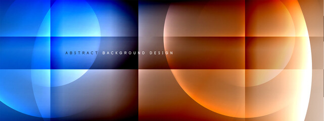 Vector abstract background - circle and cross on fluid gradient with shadows and light effects. Techno or business shiny design templates for text
