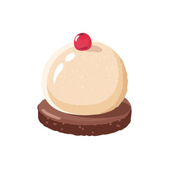 Delicious, sweet chocolate dessert. Confectionery product. Bakery products. Sweet treat. Vector illustration on an isolated background.