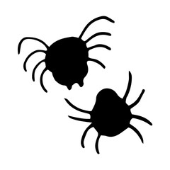 spiders hand drawn in doodle style. vector, scandinavian, monochrome. set of elements for design, sticker, card, poster, decor, insects halloween