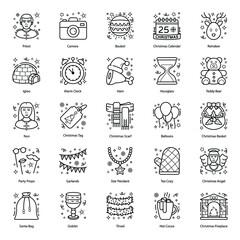 
Events, Celebrations and Entertainment line Icons Pack 
