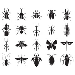 silhouette of insects