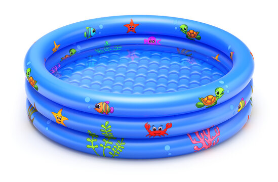 Round kid inflatable pool on white background - 3D illustration