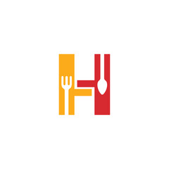 Logo template of  letter h and restaurant. Simple flat style. Vector logo template ready for use.