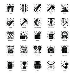 
Labor's Day And Father's Day Solid Icons Pack 
