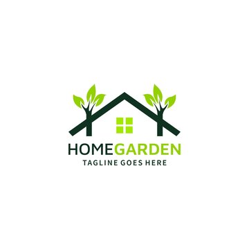 Garden Home logo nature template image & vestor stock