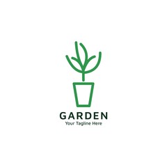 Flower Pot for Garden  Logo Design  vektor