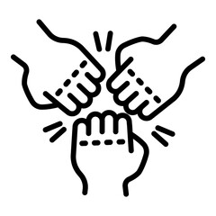 Obraz premium Fist teamwork icon. Outline fist teamwork vector icon for web design isolated on white background