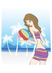 girl playing with beach ball