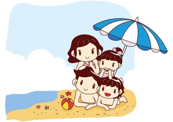 Obraz na płótnie Canvas family on beach