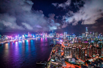 hong kong skyline at night - 365145616