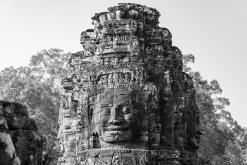 Towers of a prasat with the face of lokeshvara, with the facial features of Jayavarman VII in the...
