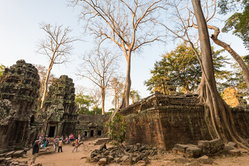 Towers of a prasat with the face of lokeshvara, with the facial features of Jayavarman VII in the...