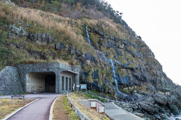Wajima, Japan. New tunnel built to replace Seppun old tunnel and  Kissing Tunnel on 249 road along...