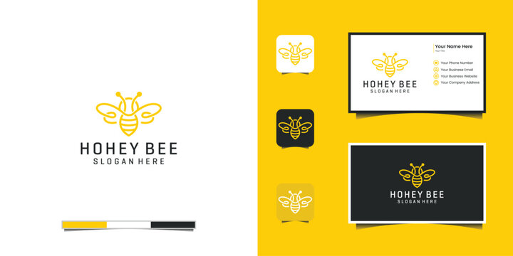 Bee honey creative icon symbol logo line art style linear logotype. logo design, icon and business card