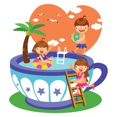 children playing in the swimming pool