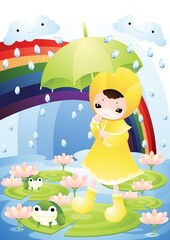 girl walking in the rain