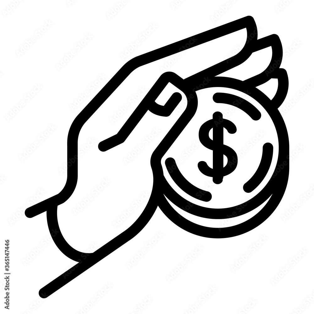 Poster take deposit coin icon. outline take deposit coin vector icon for web design isolated on white backg
