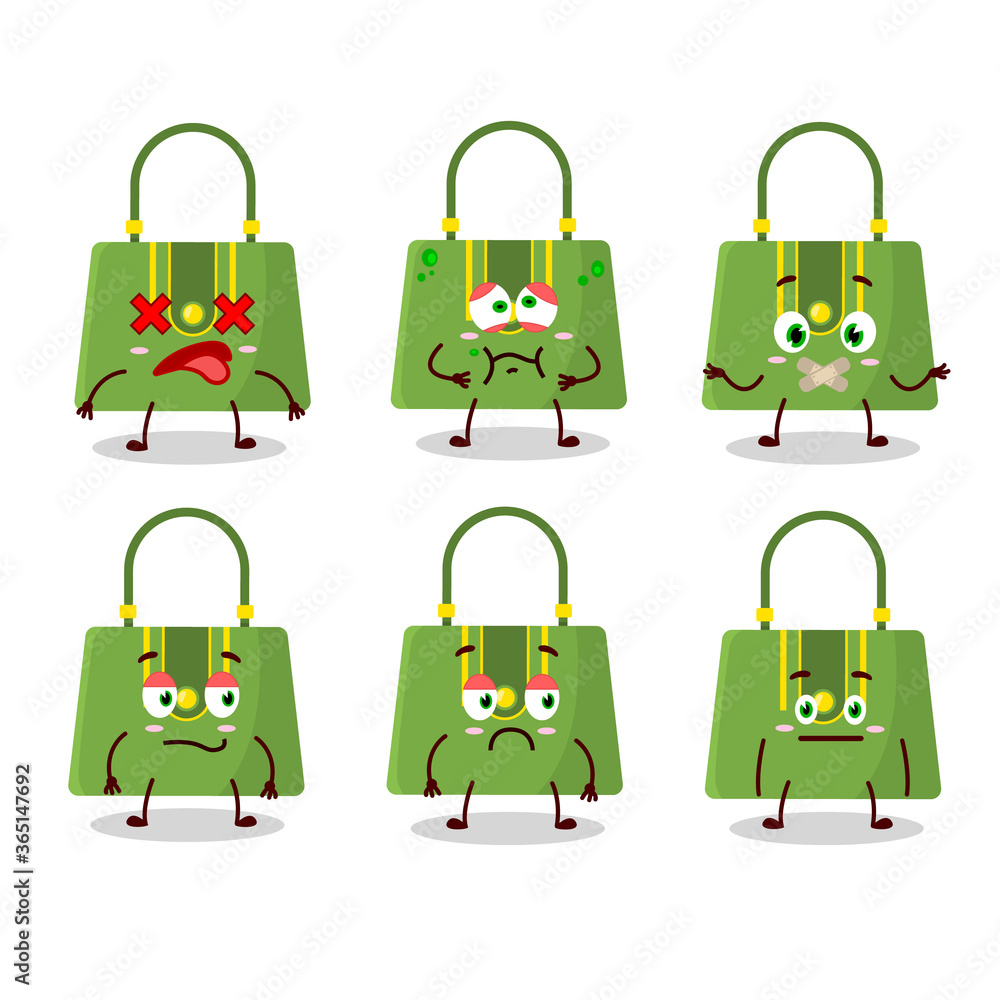 Poster Women bag cartoon character with nope expression