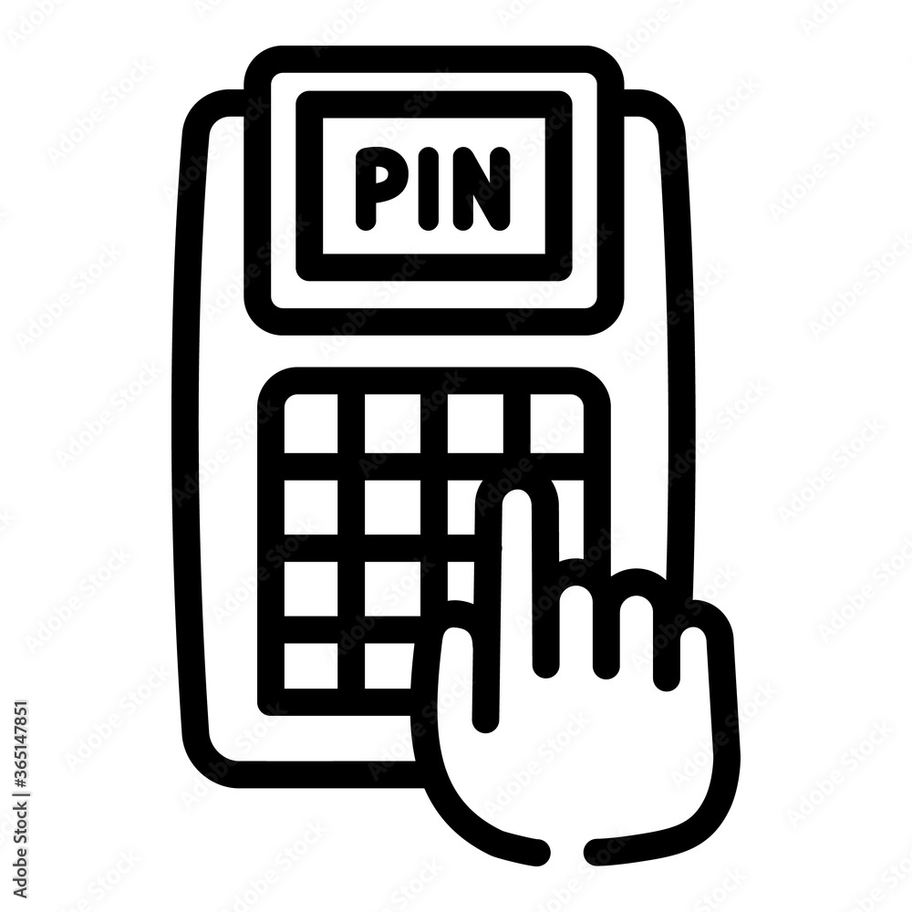 Poster enter pin terminal icon. outline enter pin terminal vector icon for web design isolated on white bac