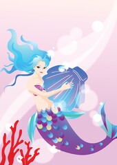 Obraz na płótnie Canvas mermaid holding a seashell
