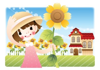 girl with a sunflower