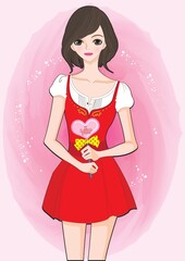 girl with heart shape candy