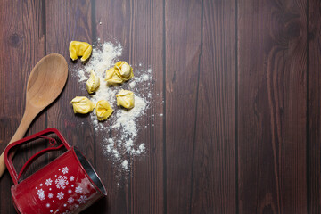 Home cooking concept shot from the fight angle