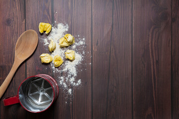 Home cooking concept shot from the fight angle