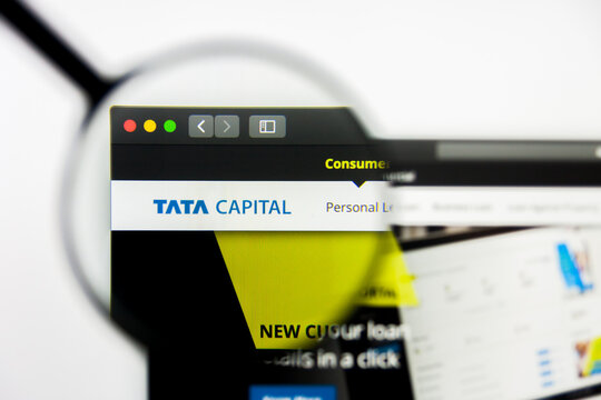 New York, New York State, USA - 18 June 2019: Illustrative Editorial of Tata Capital website homepage. Tata Capital logo visible on display screen.