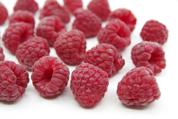 Red raspberry isolated on a white background. Raspberries.