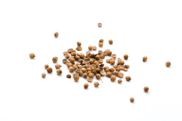 Coriander seeds isolated on white background