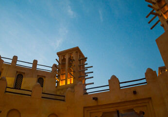Typical middle eastern wind tower structure. A wee hour shot.